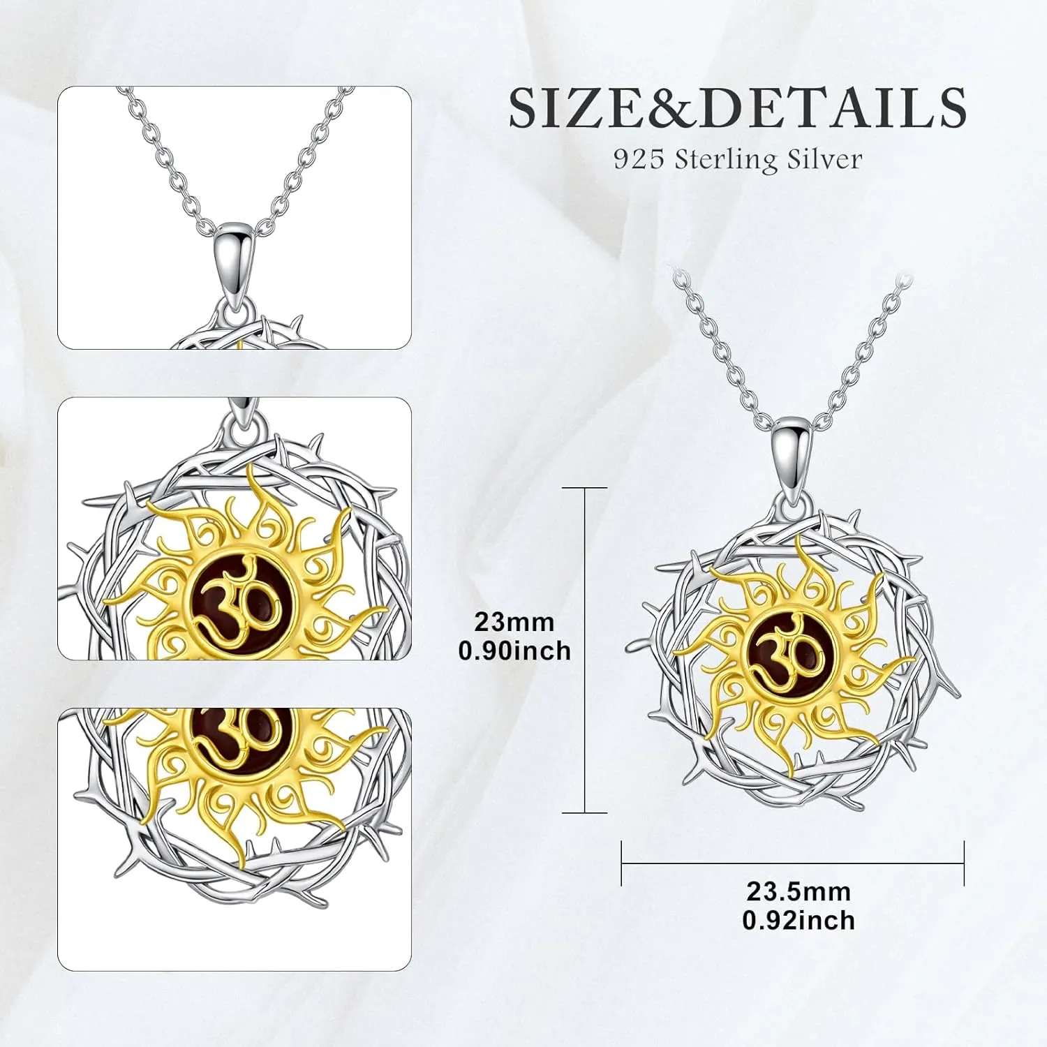Crown Of Thorns Necklace 925 Sterling Silver Thorn Pendant Christian Jewelry Gift for Women Men