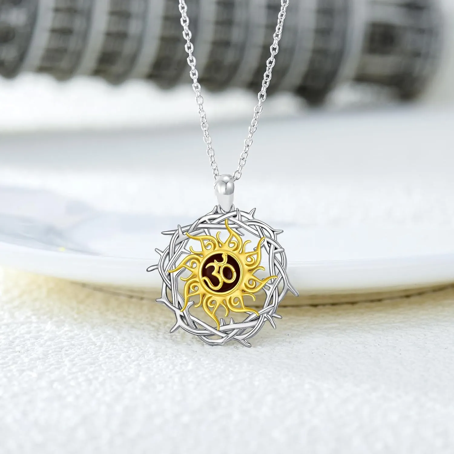 Crown Of Thorns Necklace 925 Sterling Silver Thorn Pendant Christian Jewelry Gift for Women Men