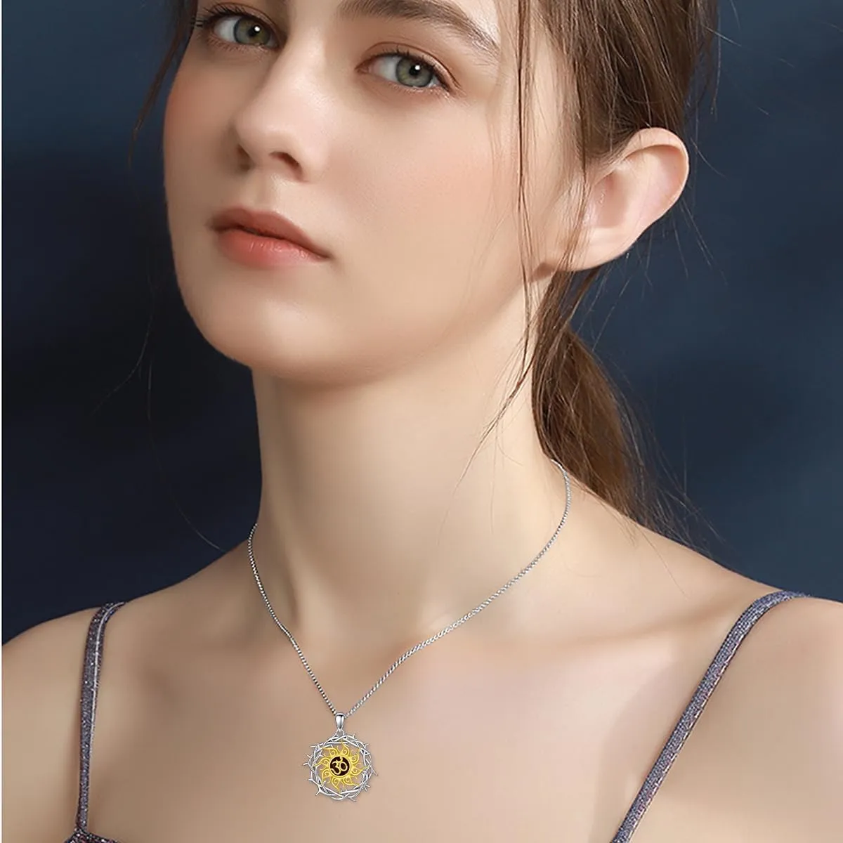 Crown Of Thorns Necklace 925 Sterling Silver Thorn Pendant Christian Jewelry Gift for Women Men