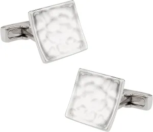 Cuff-Daddy Hammered Silver Designer Cufflinks with Presentation Gift Box | Rustic Cuff Links Shiny Hammered Effect with Travel Box Perfect Unisex Gift