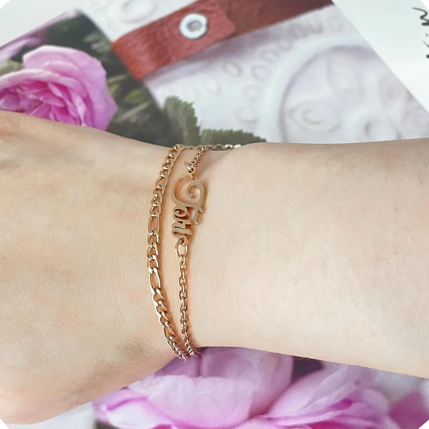 Custom Name Bracelet Personalized Anklets for Women Girls 925 Sterling Silver Layered Name Anklet with Initials Customized Gift 6.0-10.7