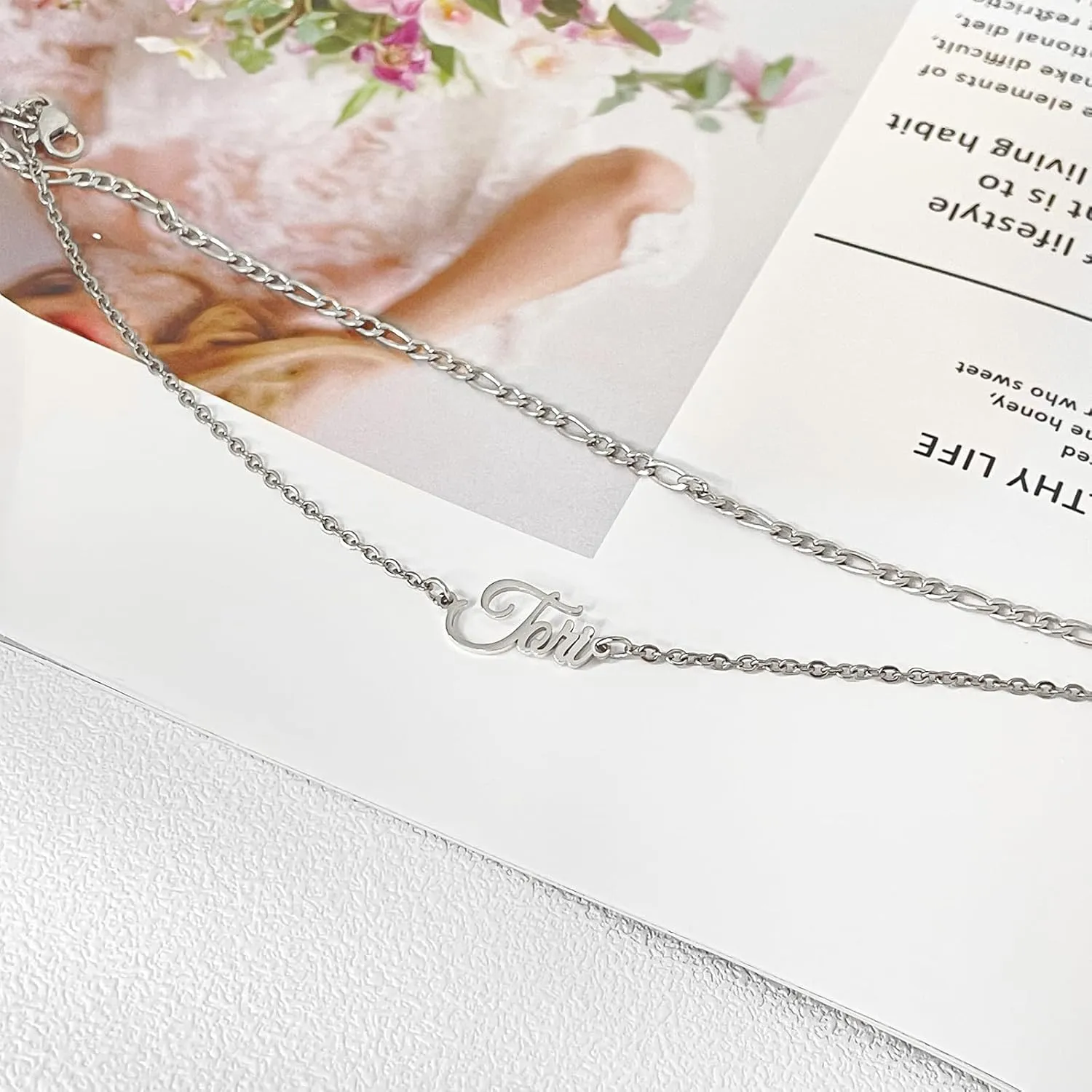 Custom Name Bracelet Personalized Anklets for Women Girls 925 Sterling Silver Layered Name Anklet with Initials Customized Gift 6.0-10.7