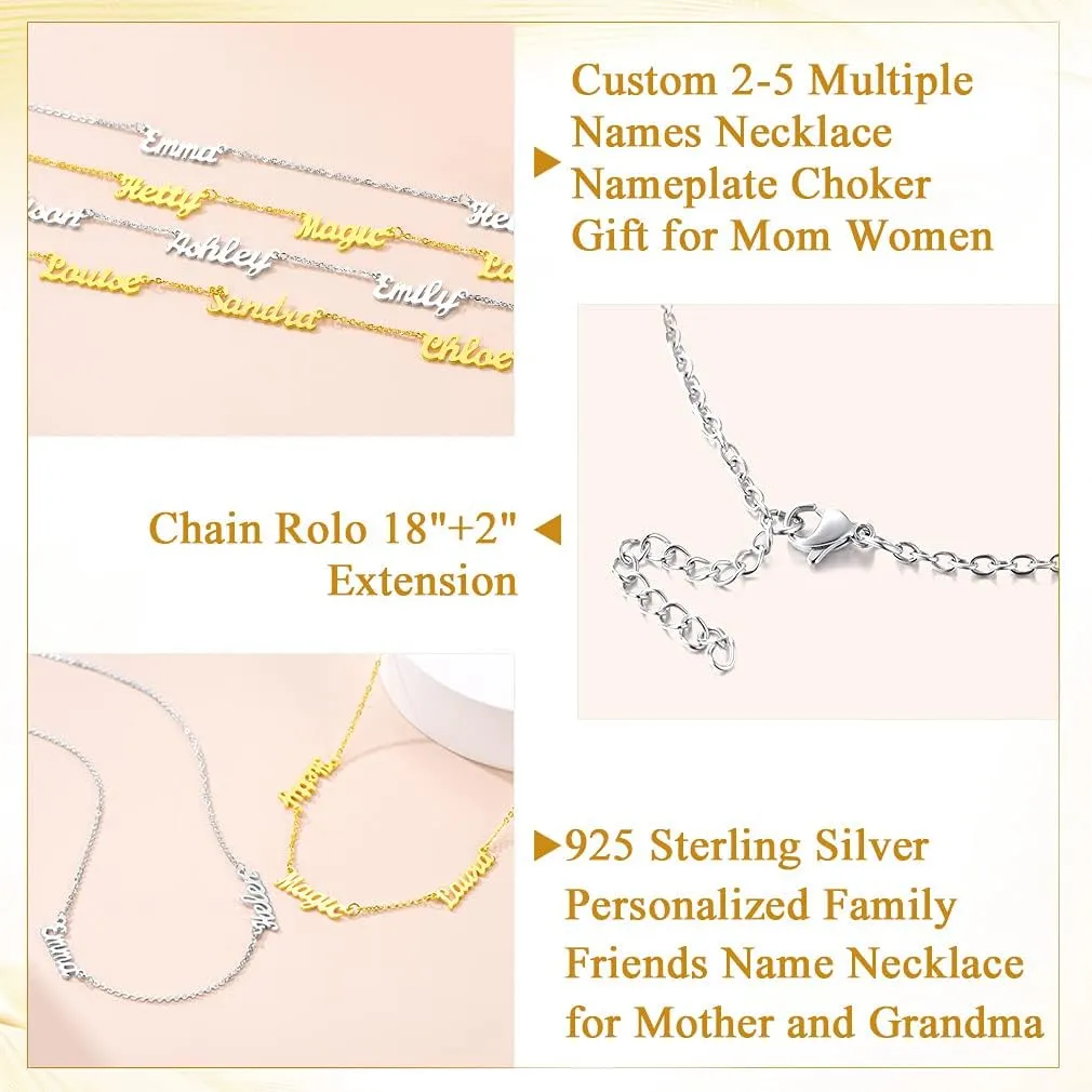 Custom4U Custom Name Necklace Personalized for Women Sterling Silver/18K Gold Plated Nameplate Pendant Necklaces Customized Jewelry Gifts for Birthday Anniversary