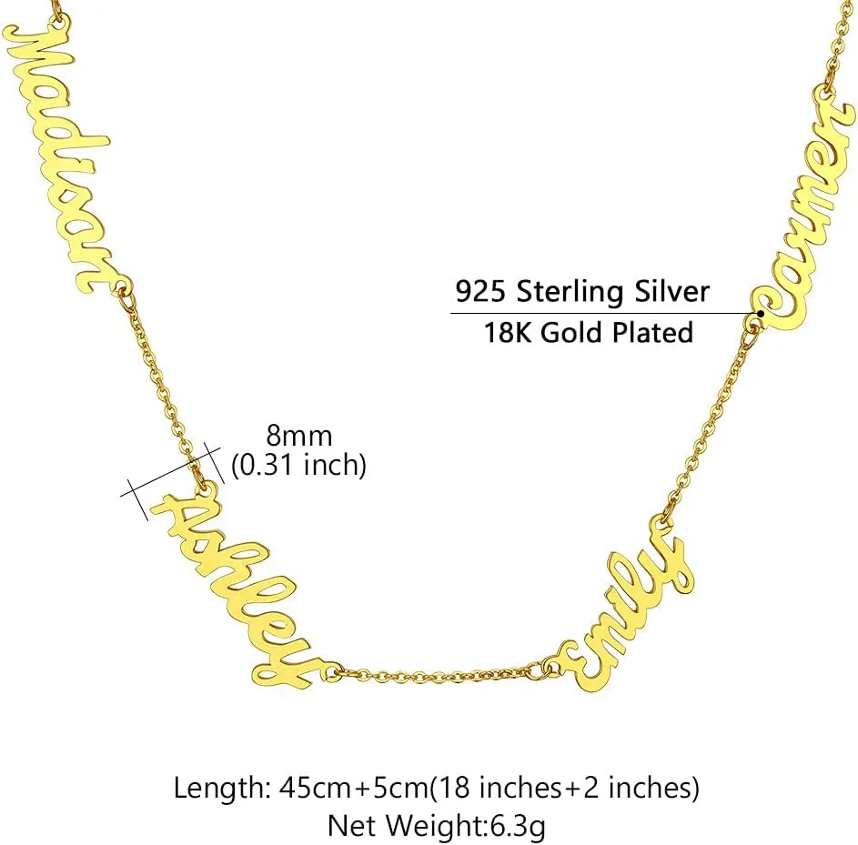 Custom4U Custom Name Necklace Personalized for Women Sterling Silver/18K Gold Plated Nameplate Pendant Necklaces Customized Jewelry Gifts for Birthday Anniversary