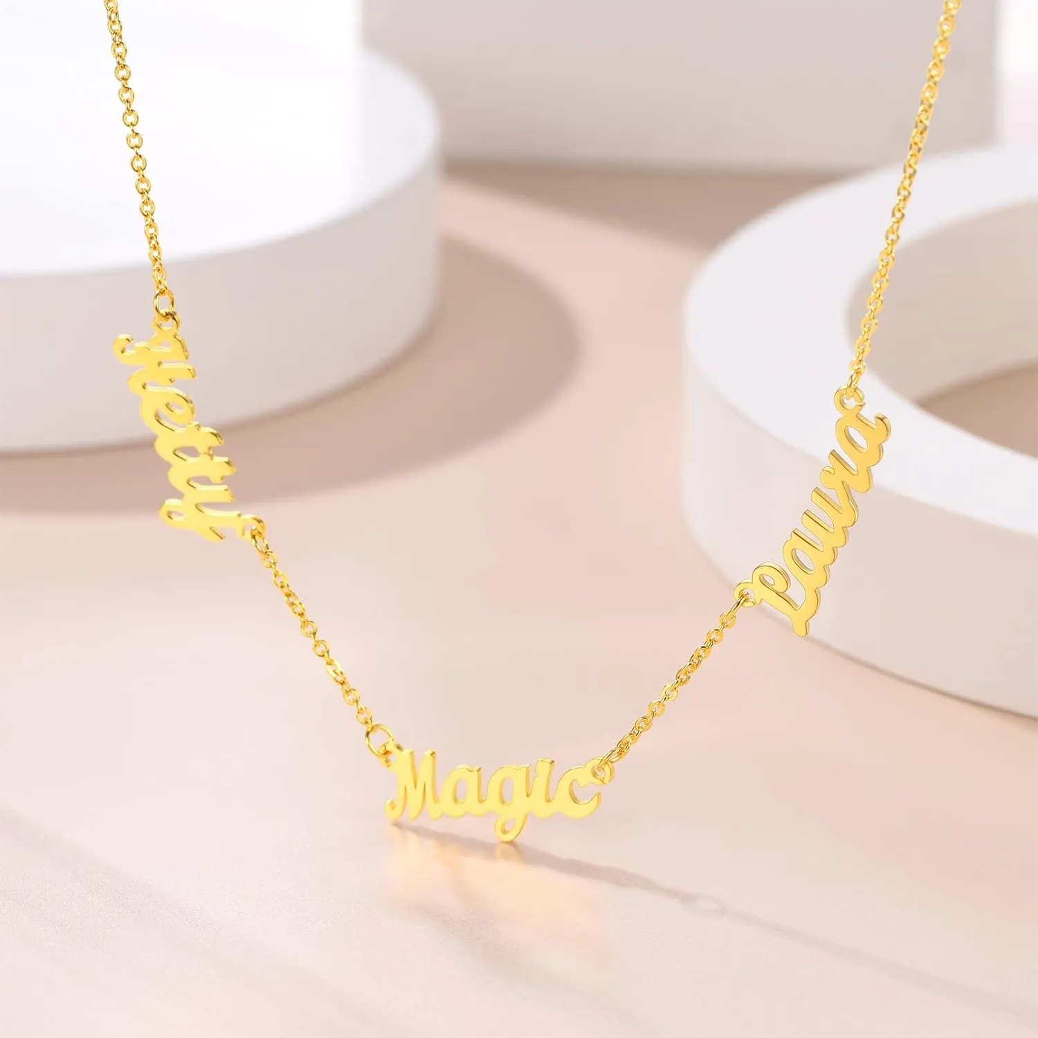 Custom4U Custom Name Necklace Personalized for Women Sterling Silver/18K Gold Plated Nameplate Pendant Necklaces Customized Jewelry Gifts for Birthday Anniversary