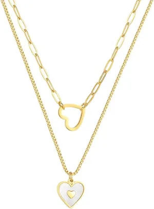 Cute Chain Friendship Pendant Necklace for Women - Lovely Heart Couple Love Valentine Jewelry Gifts