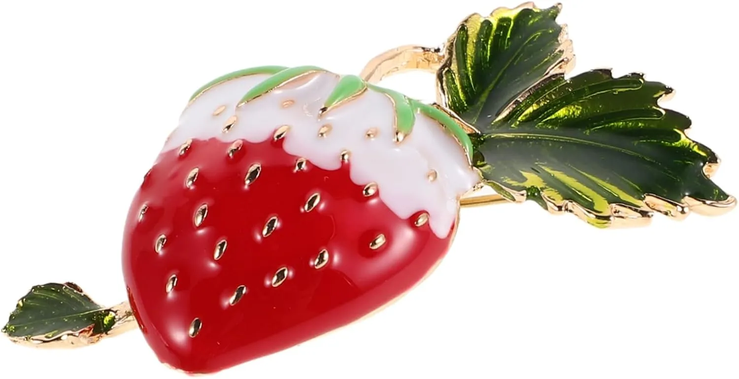 Cute Strawberry Decor Accessory Enamel Lapel Pin Stylish Statement Motif for Women Girls' Outfits