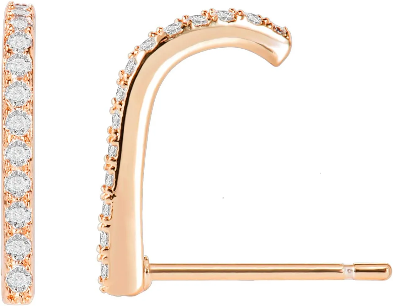 CZ Simulated Diamond Bar Hook Suspender Earrings 14K Gold/Rose Gold Plated