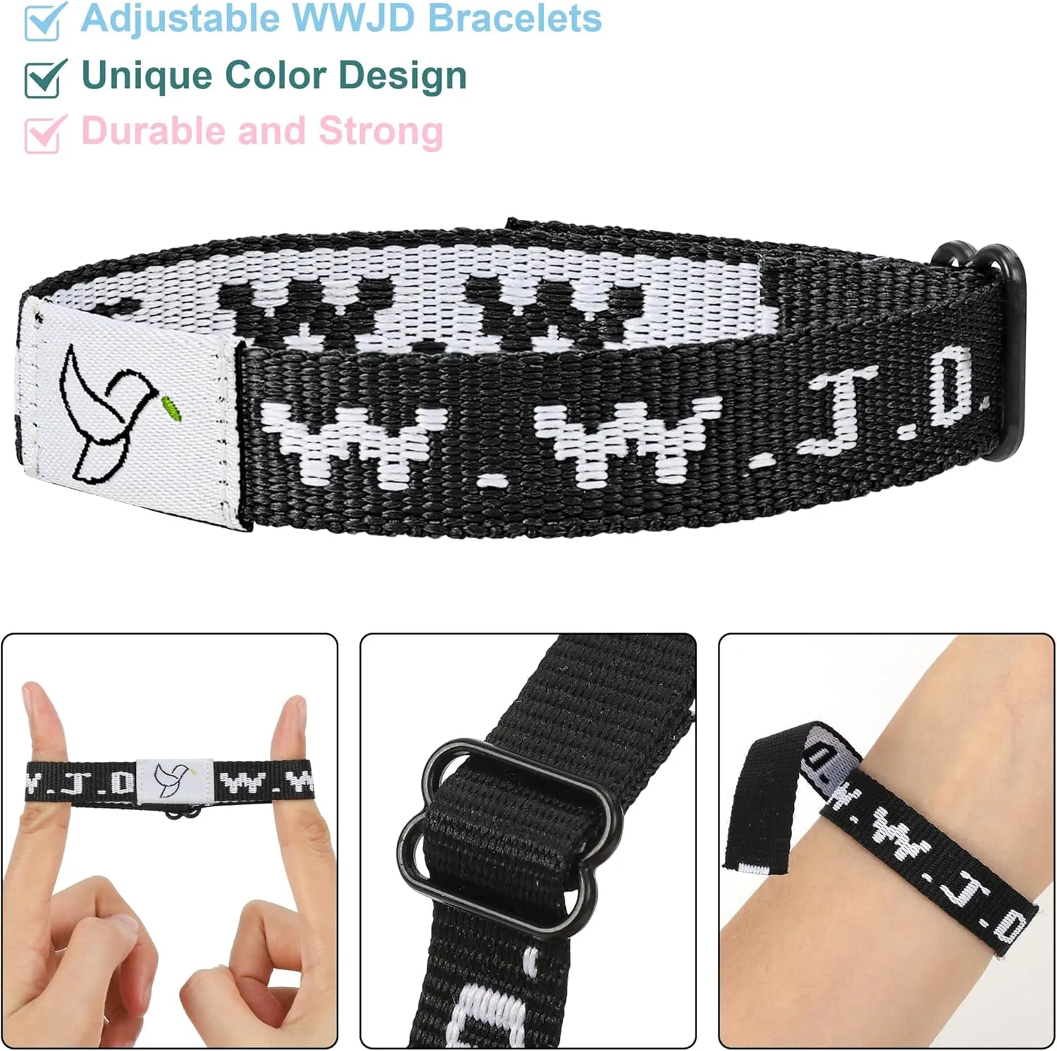 Daily Bible Verse WWJD Bracelet, Christian Bracelet for Women Men, Christian Jesus Gift Adjustable Wristband, WWJD Bracelet - What Would Jesus Do Bracelet