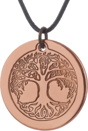 DEMMEX Tree of Life Pendant Necklace, 2.5mm Thick, 1.5 Inch Diameter, Unisex, Handmade in Turkey, Pure Copper - Polish with Sea Salt Lemon Mix