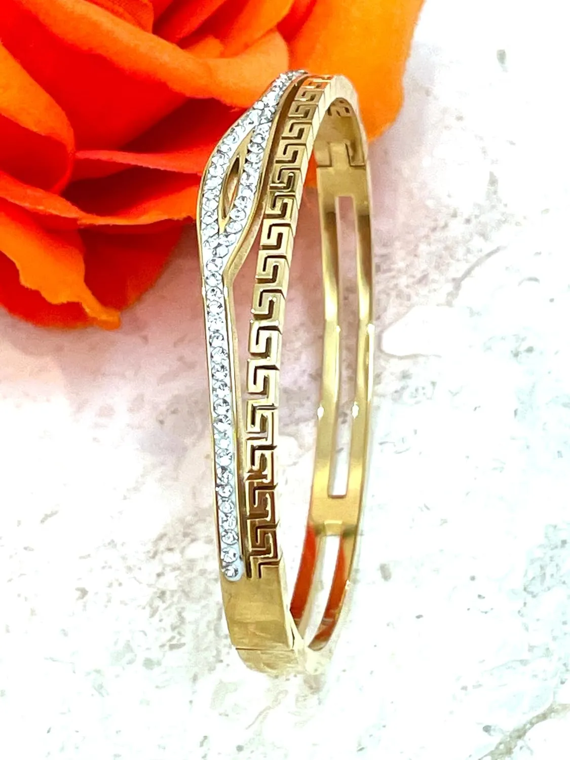 Designer Pure Gold Vermeil HANDMADE Egyptian Eye Bracelet Greek Key Meander Bracelet INFINITY UNITY PROTECTION ETERNAL Jewelry Made in Greece 58Austrian DIAMOND 18kt Yellow Gold Silver Vermeil