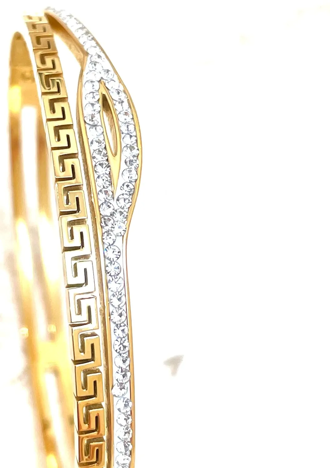 Designer Pure Gold Vermeil HANDMADE Egyptian Eye Bracelet Greek Key Meander Bracelet INFINITY UNITY PROTECTION ETERNAL Jewelry Made in Greece 58Austrian DIAMOND 18kt Yellow Gold Silver Vermeil
