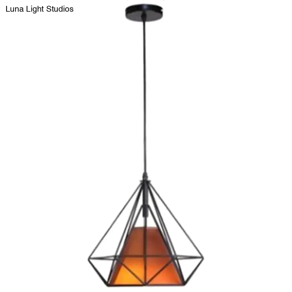 Diamond Iron Cluster Pendant: Nordic Retro 1-Light Black Restaurant Hanging Lamp