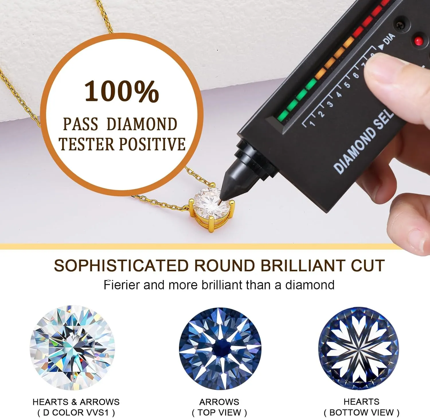 Diamond Necklace for Women, Moissanite Pendant Jewelry for Mothers Gifts, Diamond Necklace Gifts for Mothers Day with GRA Certificate Wife Mom