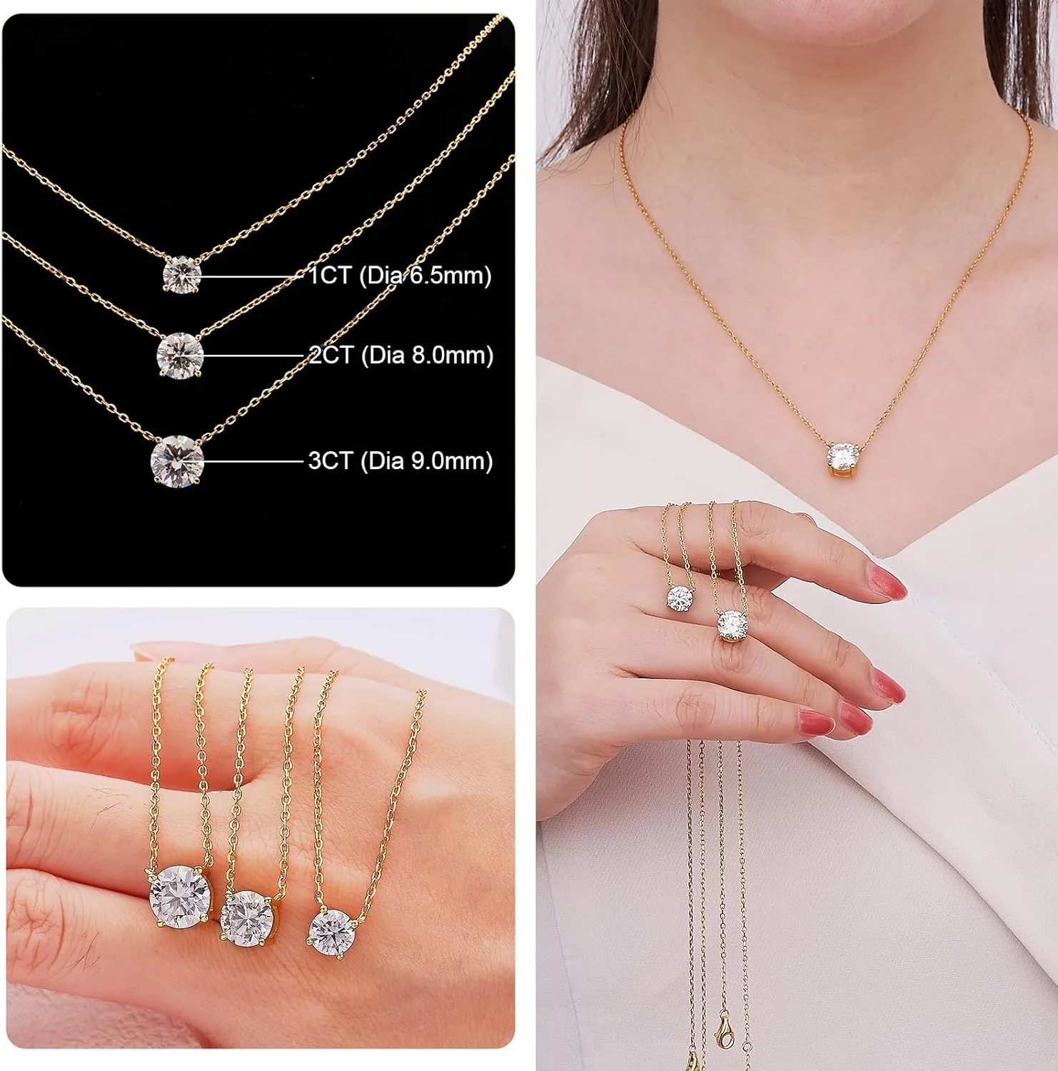 Diamond Necklace for Women, Moissanite Pendant Jewelry for Mothers Gifts, Diamond Necklace Gifts for Mothers Day with GRA Certificate Wife Mom