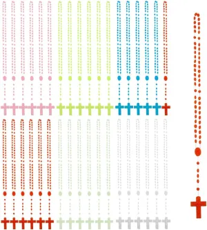 DICOSMETIC 120Pcs 6 Colors Cross Necklaces Bulk Luminous Cross Necklace Plastic Rosary Beads Necklace Glow in The Dark Y Necklace Prayer Jewelry for Women Men Ladies