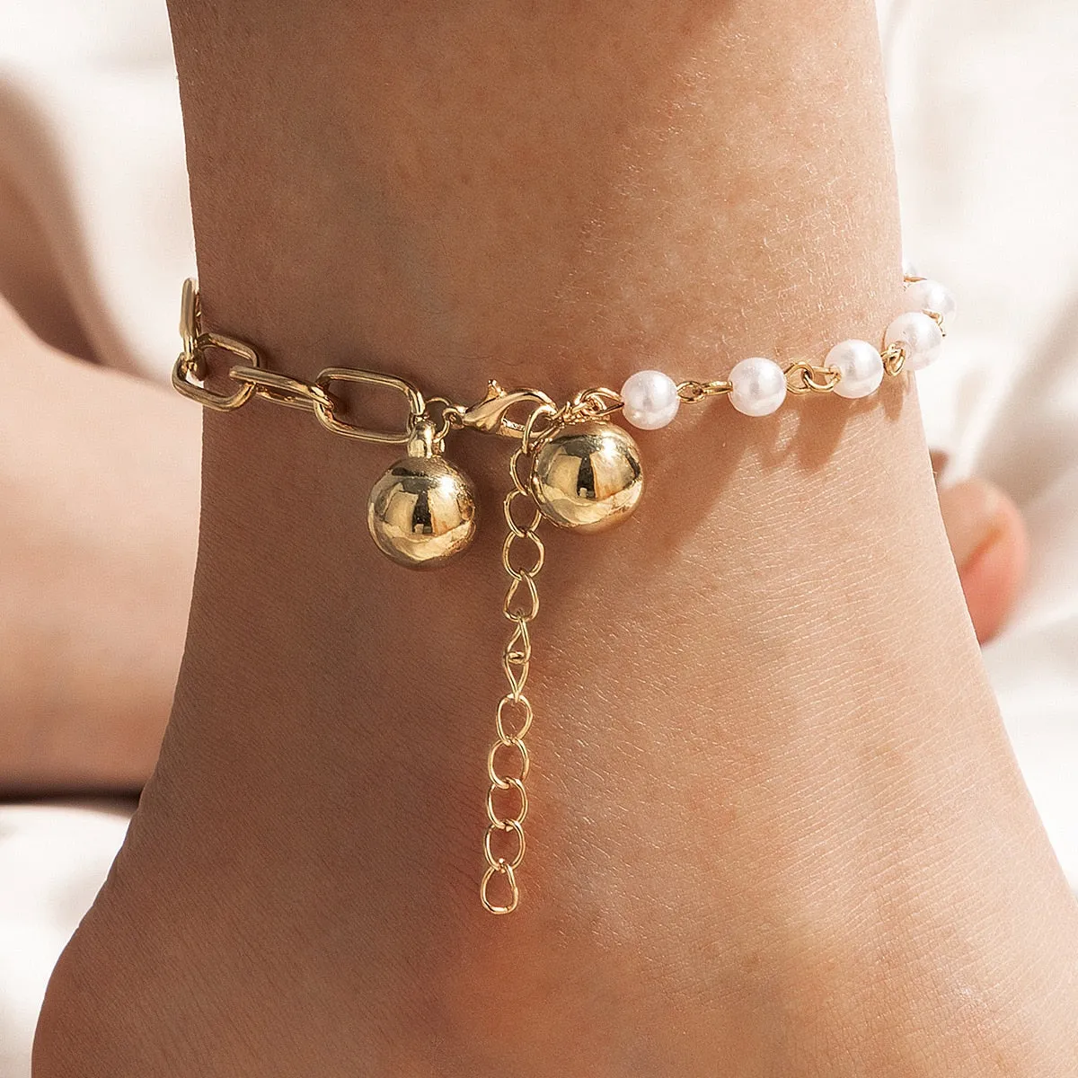 Docona Boho 4pcs/sets Colorful Beaded Anklets