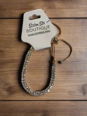 Double Rolls of Small Rhinestone Adjustable Bracelet