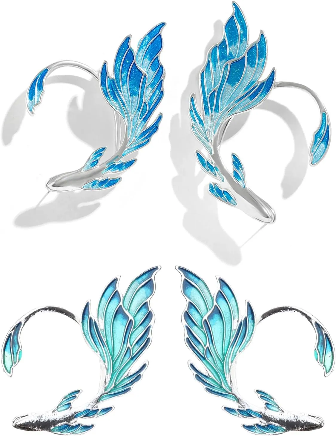 Ear Cuffs Earring Ear Wrap Cuff Pierced Ear Clip Unique Gold-Fish Shaped Colored Earrings Gradient Earrings