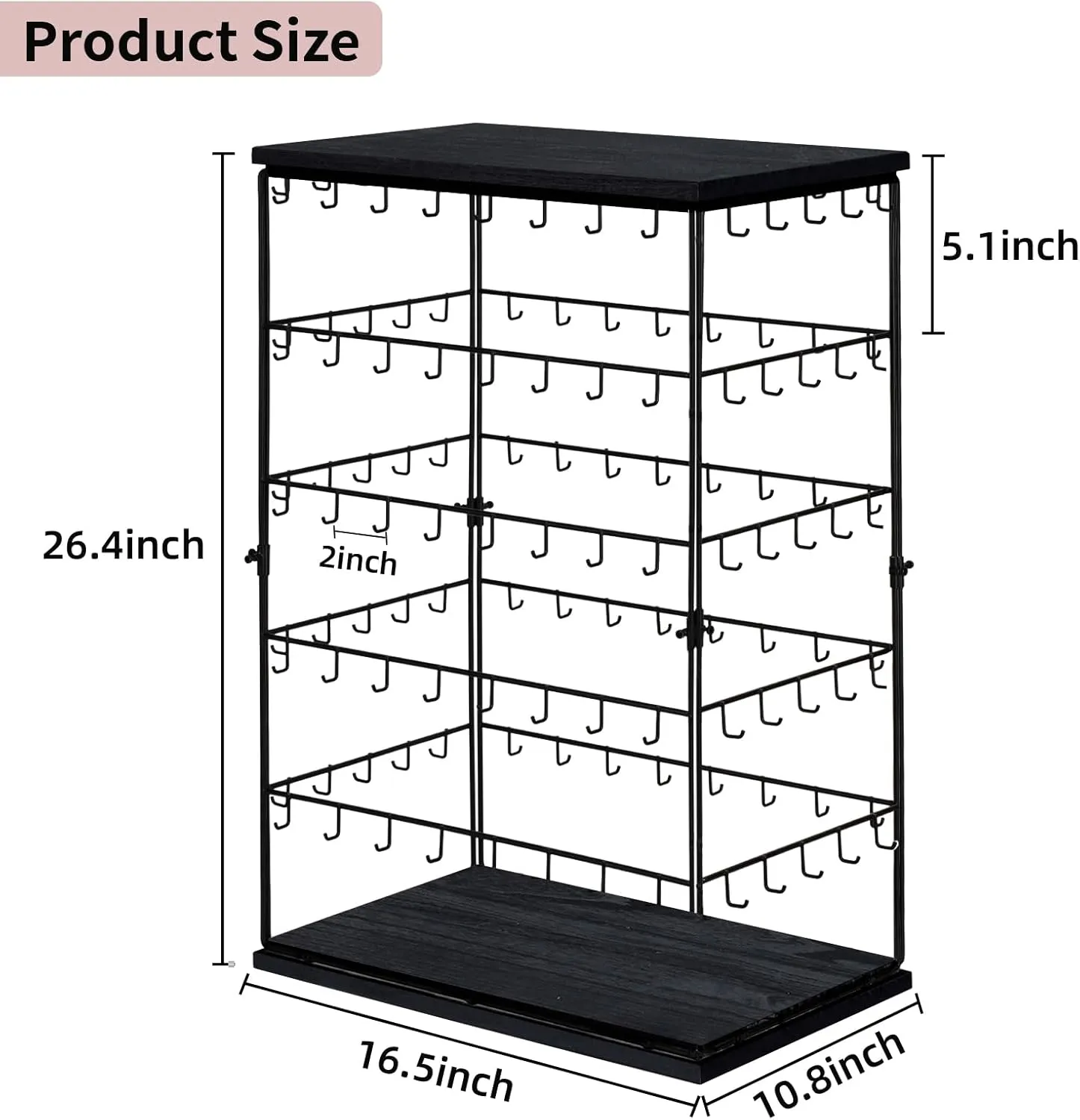 Earring Display Stands for Selling,Earring Rack Display Holder Stand,Jewelry Display Tower for Selling Earring Cards, Rings, Large Capacity 16.5" Wx 10.8" Dx 26.4" H (130 Hooks)
