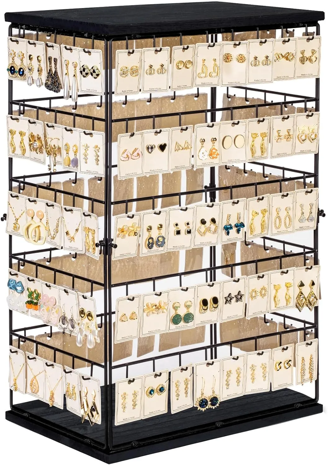 Earring Display Stands for Selling,Earring Rack Display Holder Stand,Jewelry Display Tower for Selling Earring Cards, Rings, Large Capacity 16.5" Wx 10.8" Dx 26.4" H (130 Hooks)