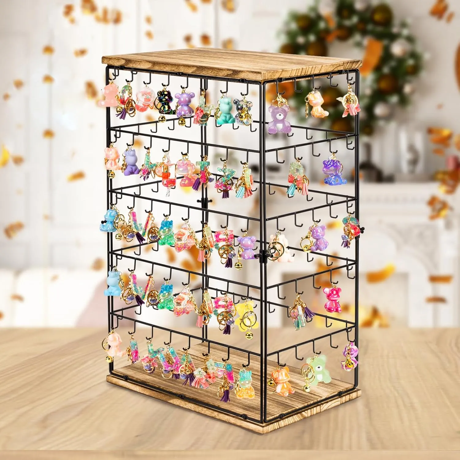 Earring Display Stands for Selling,Earring Rack Display Holder Stand,Jewelry Display Tower for Selling Earring Cards,Bracelets,Necklaces 16.5" Wx 10.8" Dx 26.4" H (130 Hooks)