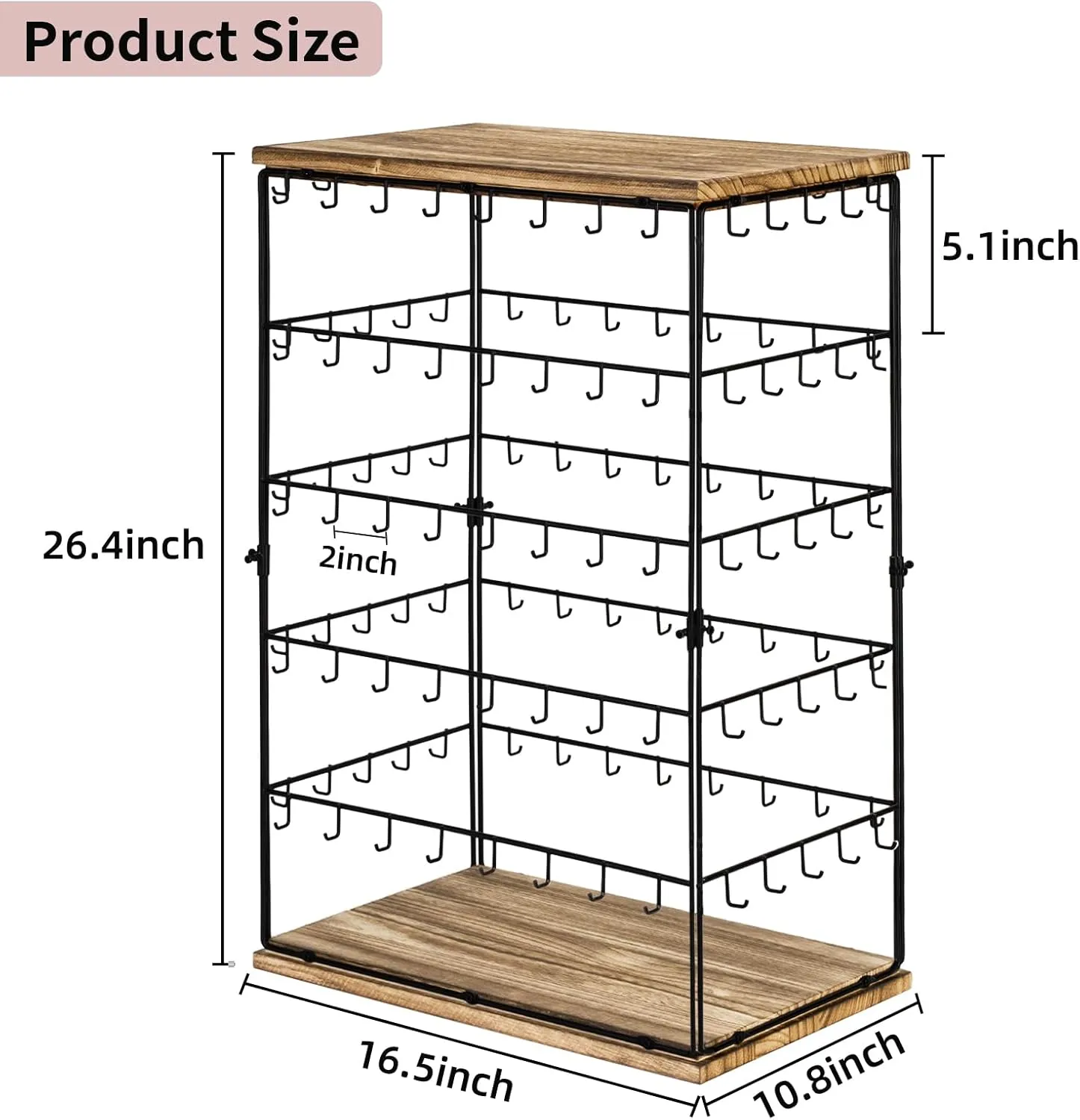 Earring Display Stands for Selling,Earring Rack Display Holder Stand,Jewelry Display Tower for Selling Earring Cards,Bracelets,Necklaces 16.5" Wx 10.8" Dx 26.4" H (130 Hooks)