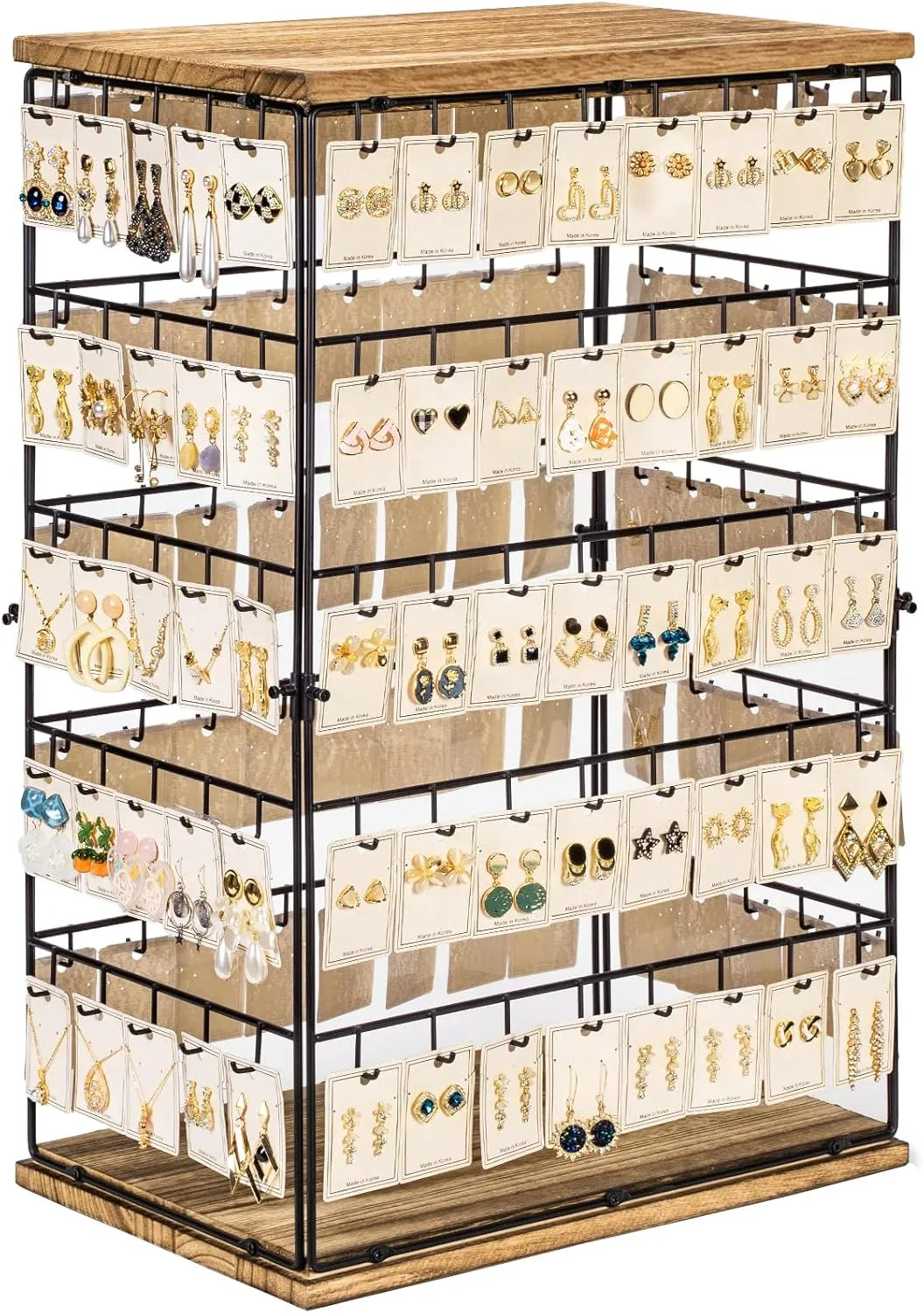 Earring Display Stands for Selling,Earring Rack Display Holder Stand,Jewelry Display Tower for Selling Earring Cards,Bracelets,Necklaces 16.5" Wx 10.8" Dx 26.4" H (130 Hooks)