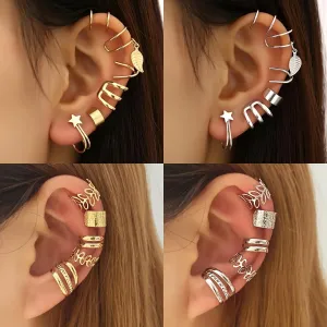 Earrings for Women,22-Piece Glamour Ear Cuffs Earring Set-Adjustable, Non-Piercing Clip-Ons for Girls & Women-Stylish Cartilage Wrap Earrings, Comfort-Fit Jewelry Collection