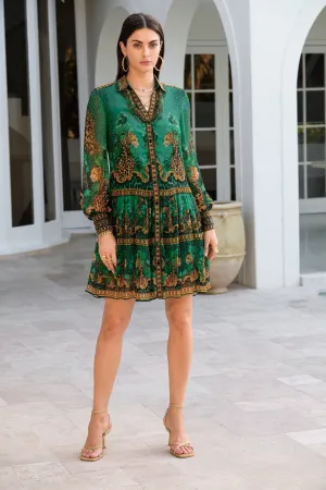 EMERALD LEOPARDESS SHIRT DRESS