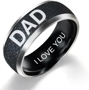 Engraved words love mom dad son daughter stainless steel couple ring men and women family ring couple jewelry