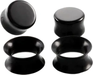 Epinki Ear Stretcher, 2 Pairs Ear Gauges Black Stone and Hoop Women and Men Ear Tunnels and Plugs