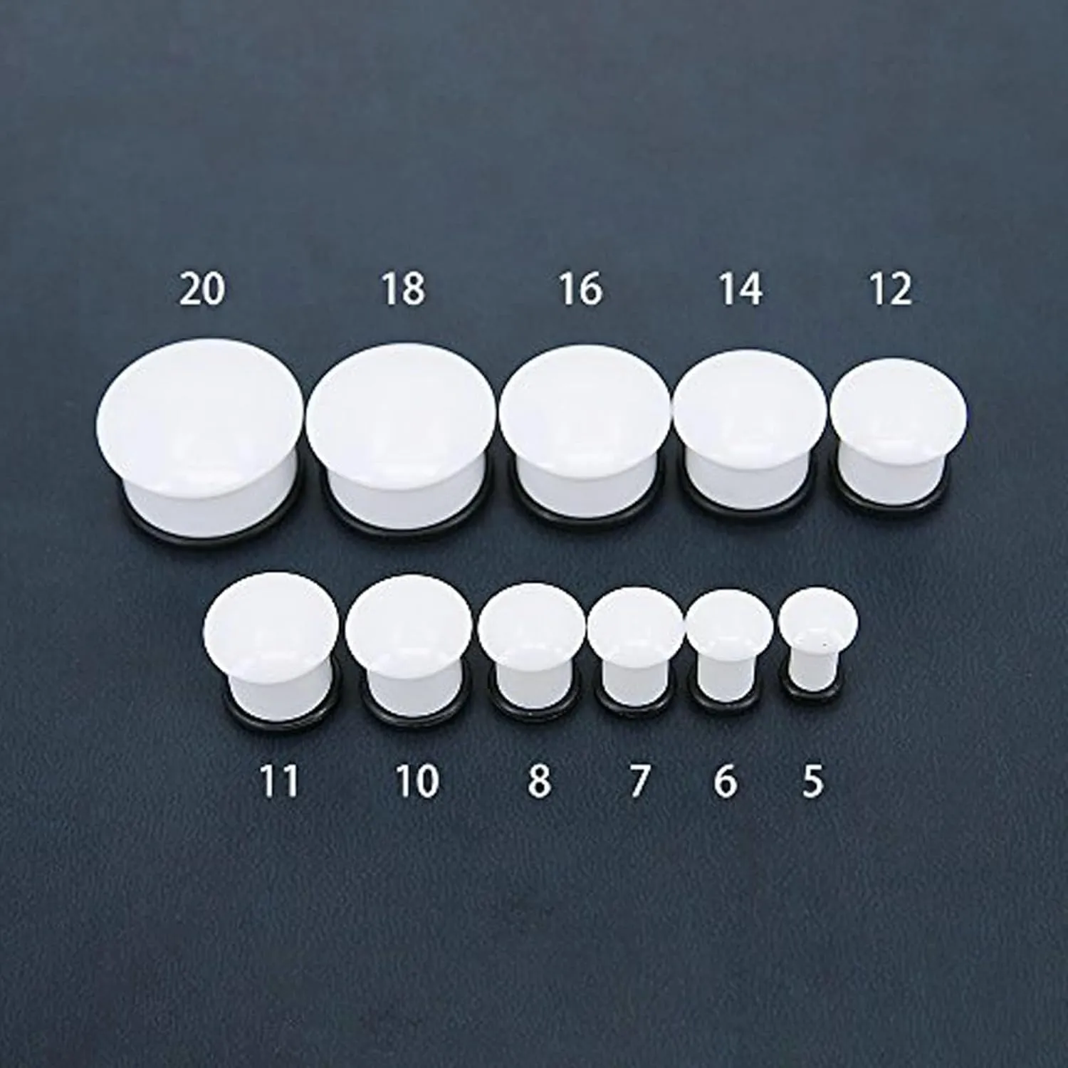 Epinki Ear Tunnels for Men, 2PCS Acrylic Women Ear Gauges Round Shape with Rubber Band Piercing Jewelry