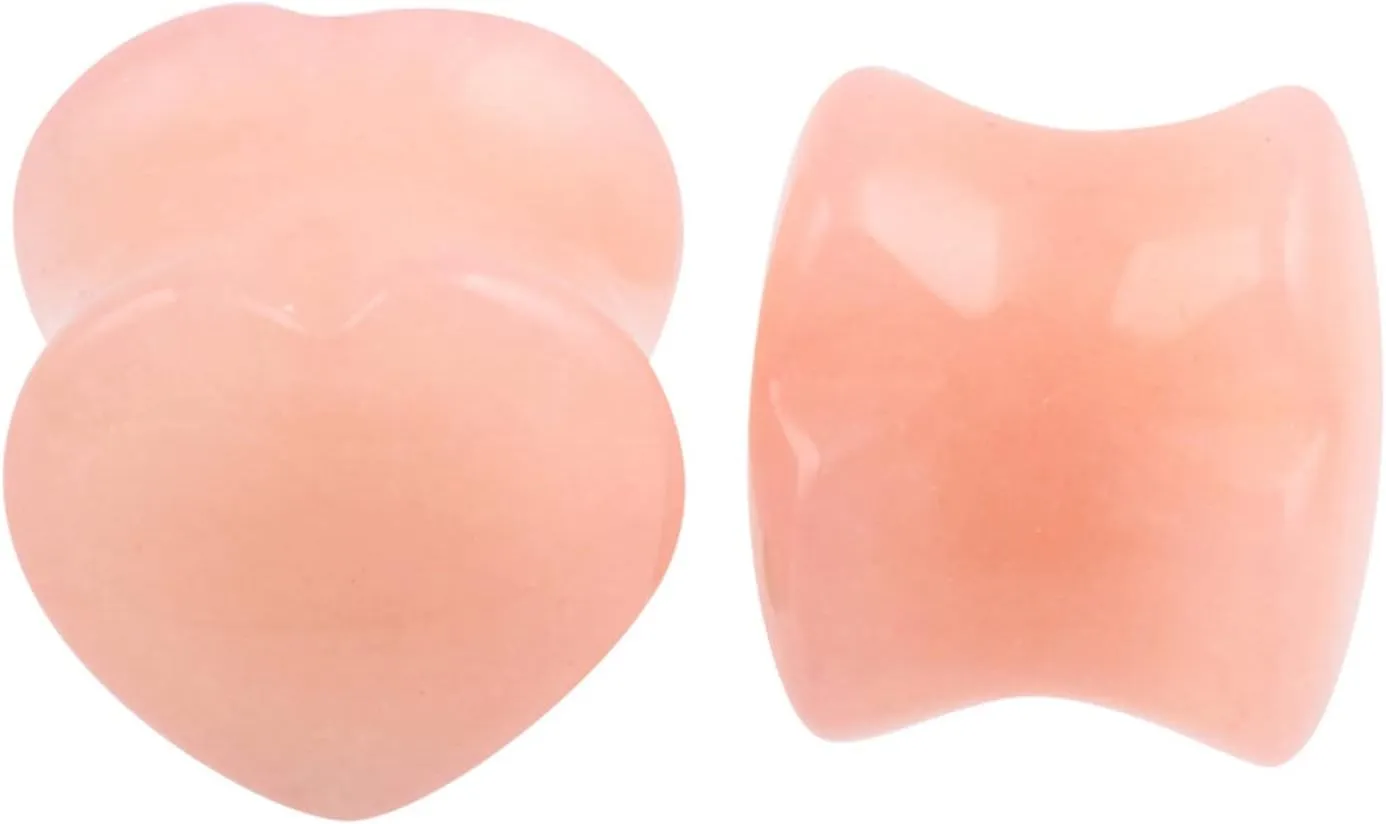 Epinki Gauge Kit, 2PCS Ear Gauges Pink Heart Stone Women and Men Ear Plugs Tunnels Gauges