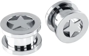 Epinki Stainless Steel Tunnel Gauges, 1 Pair Ear Gauges Black/Silver/Gold with Star Shape Women and Men Gauges for Ears Plugs