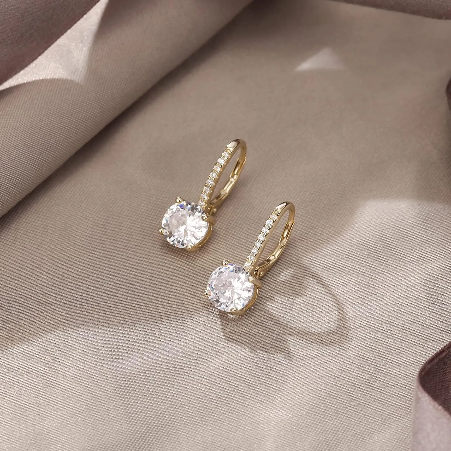EVER FAITH 925 Sterling Silver CZ Prong Setting Gorgeous Bridal Prom Leverback Dangle Earrings