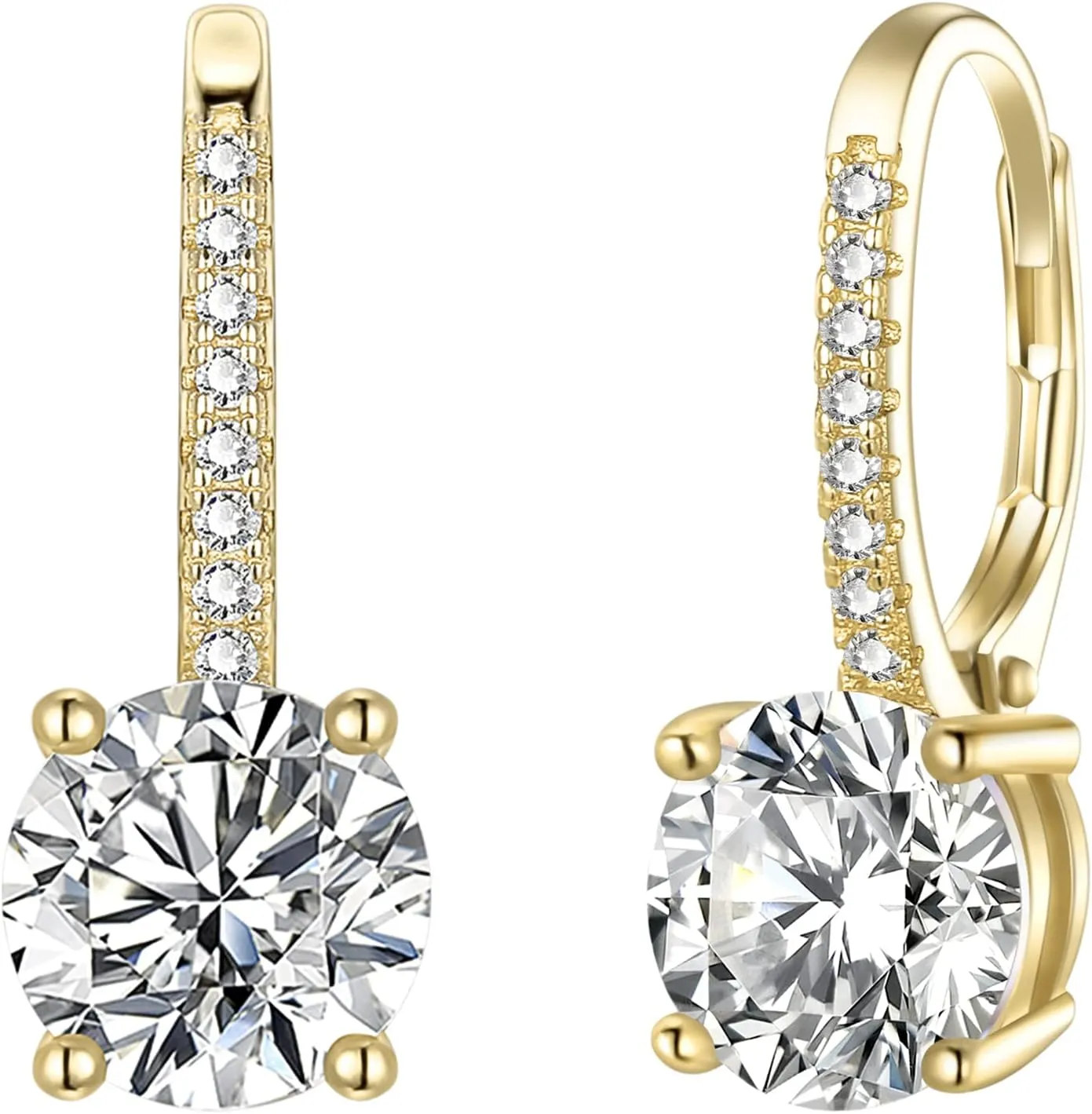 EVER FAITH 925 Sterling Silver CZ Prong Setting Gorgeous Bridal Prom Leverback Dangle Earrings