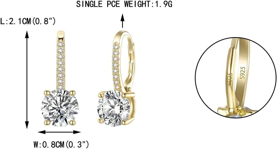 EVER FAITH 925 Sterling Silver CZ Prong Setting Gorgeous Bridal Prom Leverback Dangle Earrings