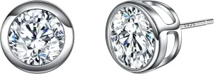 EVER FAITH 925 Sterling Silver Round Cut CZ Simple Basket Set Stud Earrings Clear