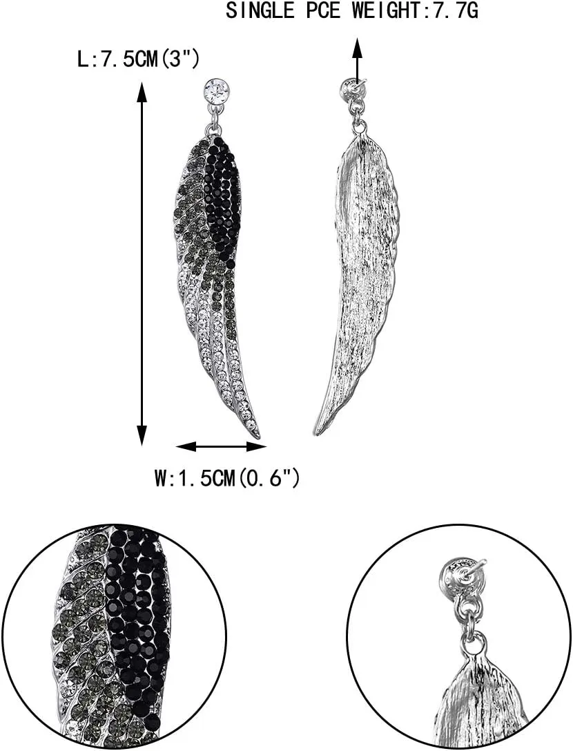 EVER FAITH Austrian Crystal Bridal Angel Wing Dangle Earrings