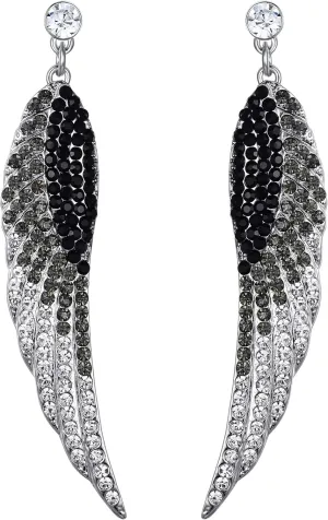 EVER FAITH Austrian Crystal Bridal Angel Wing Dangle Earrings