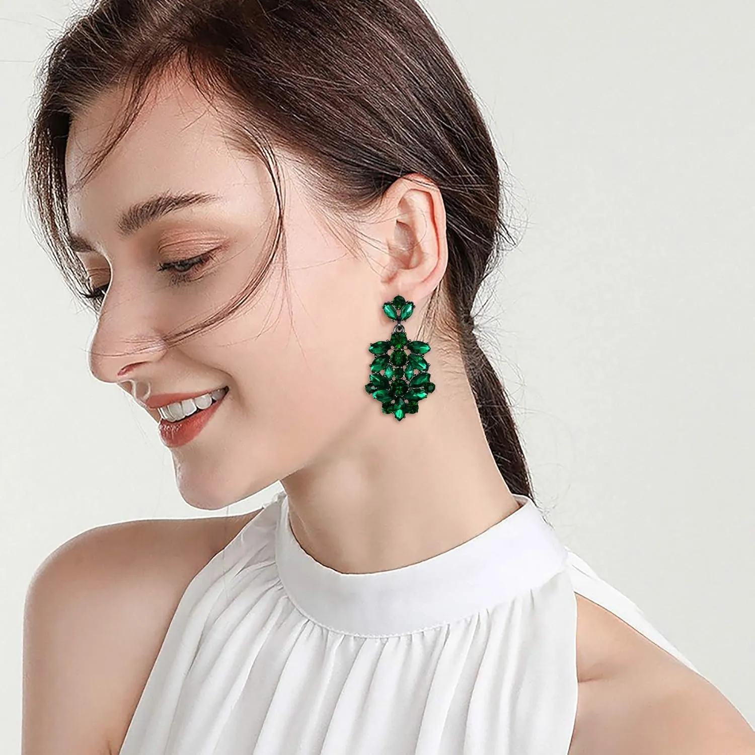 EVER FAITH Costume Jewelry Marquise Austrian Crystal Art Deco Banquet Dangle Earrings for Women Bridal