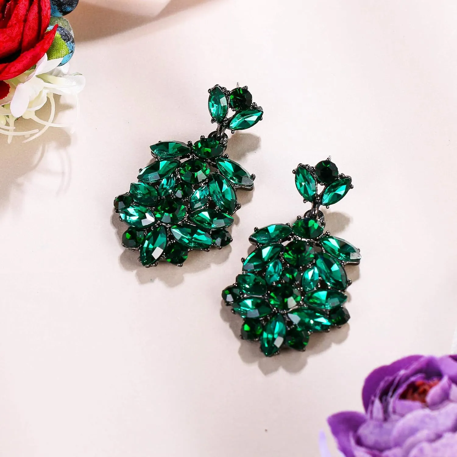 EVER FAITH Costume Jewelry Marquise Austrian Crystal Art Deco Banquet Dangle Earrings for Women Bridal