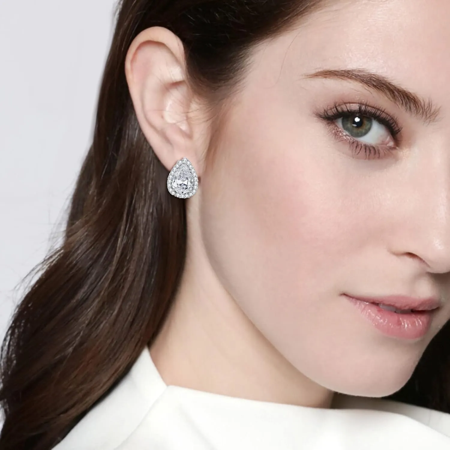 EVER FAITH Cubic Zirconia Wedding Clip On Earrings, Bridesmaids Gorgeous Teardrop Prong Setting Stud Earrings for Women