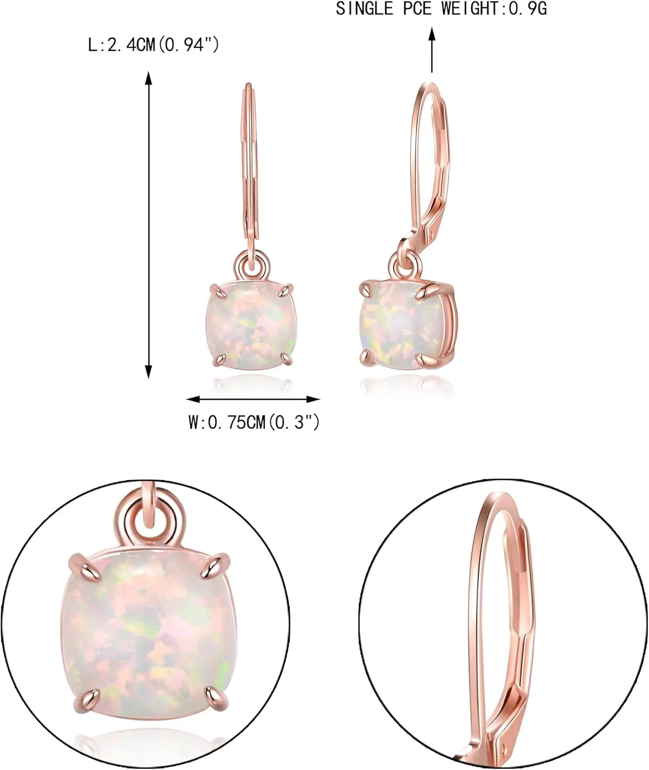 EVER FAITH Dainty Created Opal Earrings for Women, Glamour Halo Round October Birthstone Dangle Leverback Earring