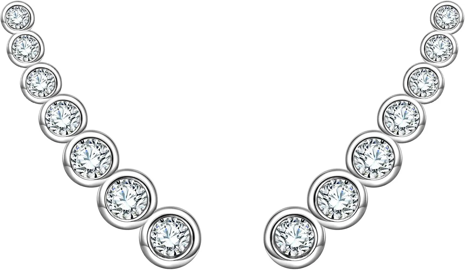 EVER FAITH Ear Cuffs Hoop Climber Earrings 925 Sterling Silver White CZ Row Line Wrap Sweep Crawler Earring for Womens
