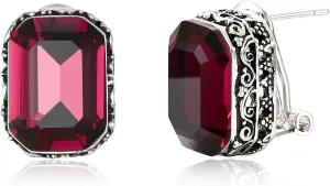 EVER FAITH Gorgeous Emerald Cut Halo Rhinestone Crystal Vintage Wedding Bridal Stud Earrings for Bride, Bridesmaids