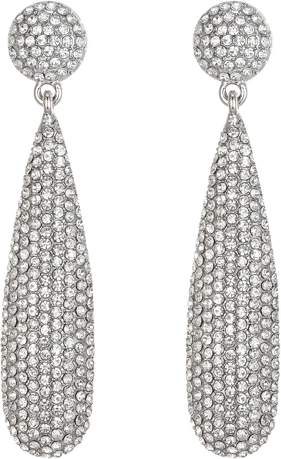 EVER FAITH Rhinestone Statement Earrings Round Crystal Chandelier Dangle Drop Pierced Earring for Women Formal Wedding Bridal Prom
