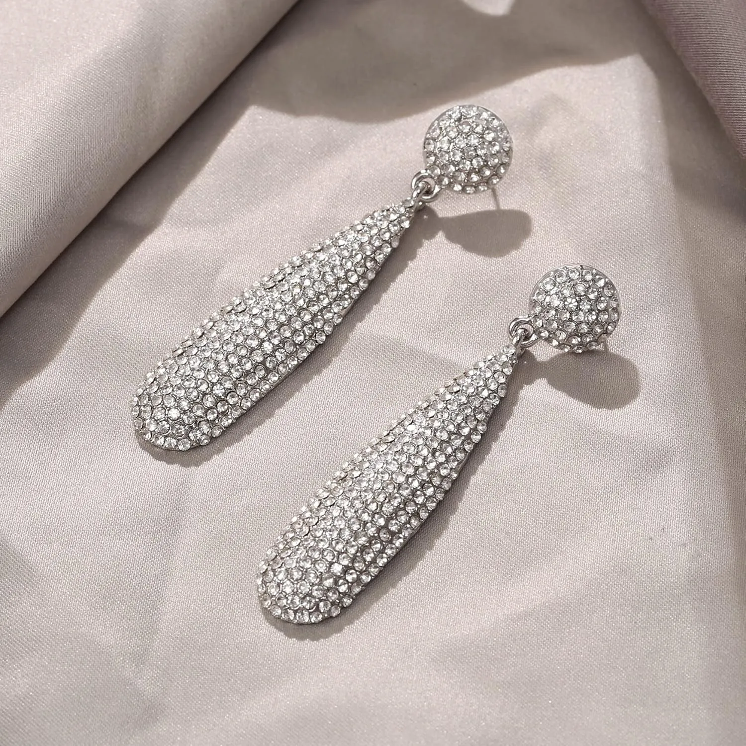 EVER FAITH Rhinestone Statement Earrings Round Crystal Chandelier Dangle Drop Pierced Earring for Women Formal Wedding Bridal Prom