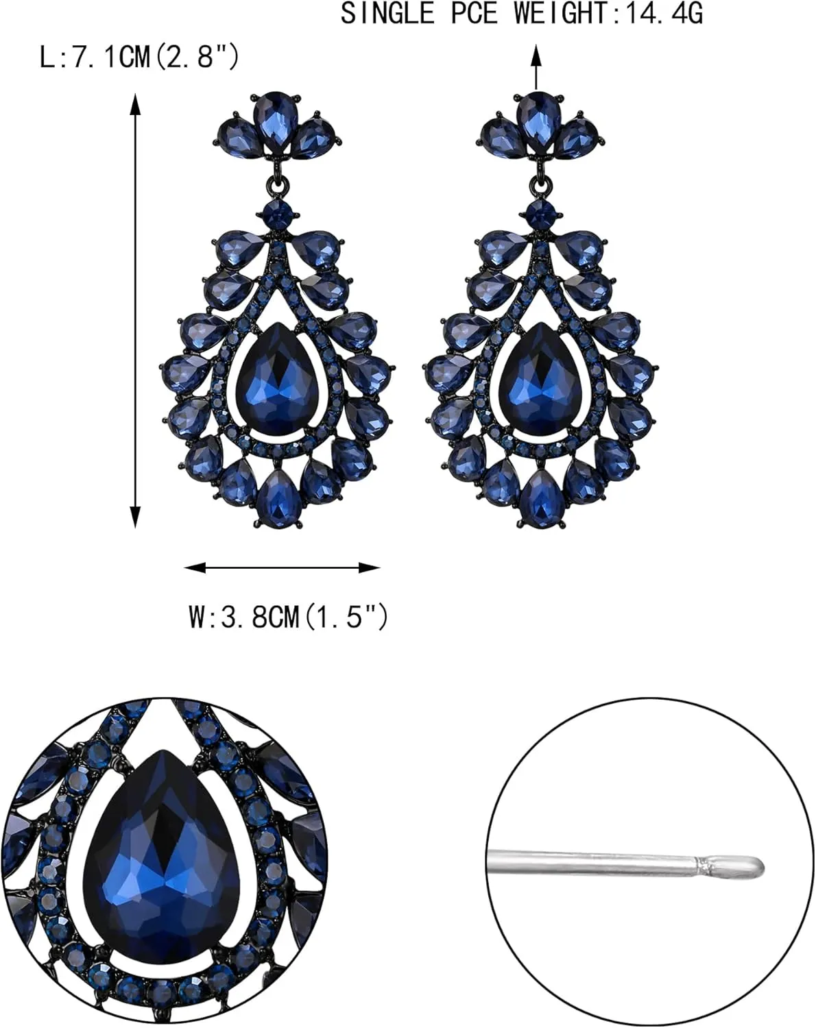 EVER FAITH Statement Earrings for Women, Costume Party Jewelry Art Deco Teardrop Crystal Pierced Chandelier Dangle Earring